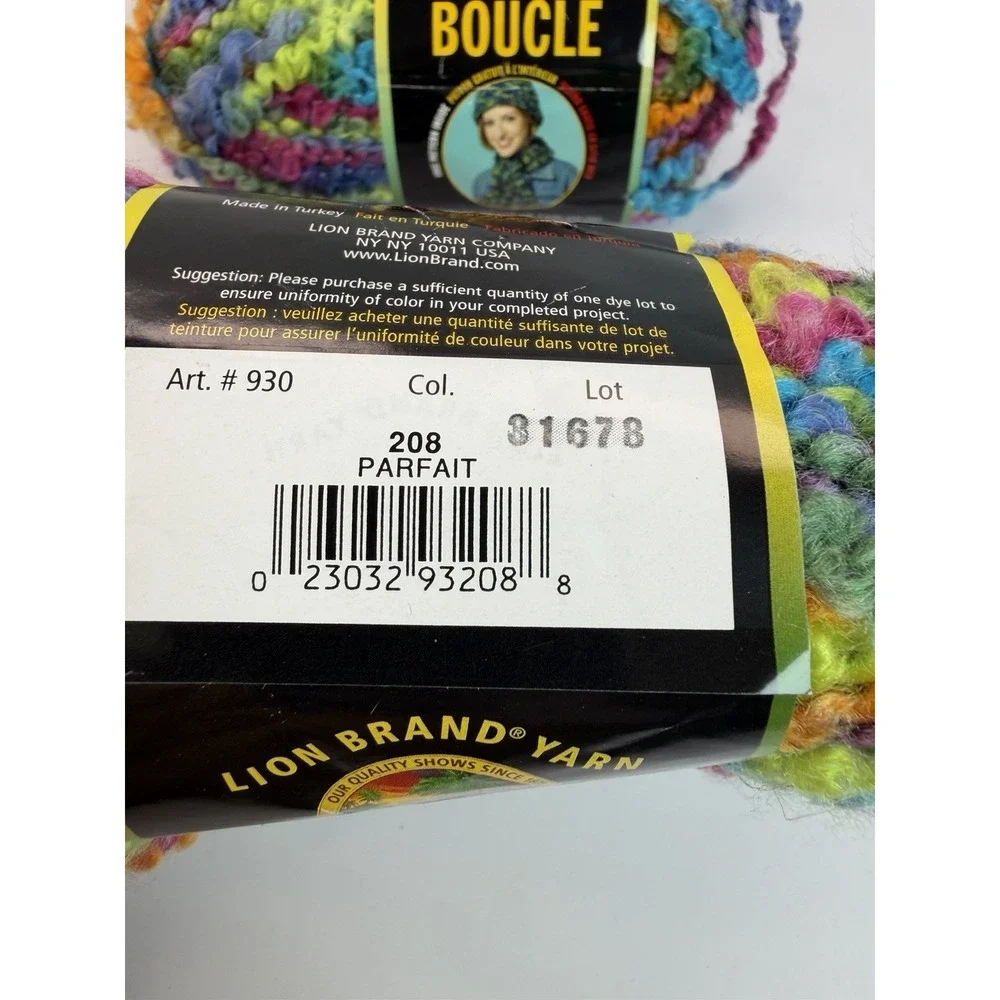 3 Skeins Lion Brand Boucle Yarn Parfait Mohair Blend 2.5 oz Super Bulky